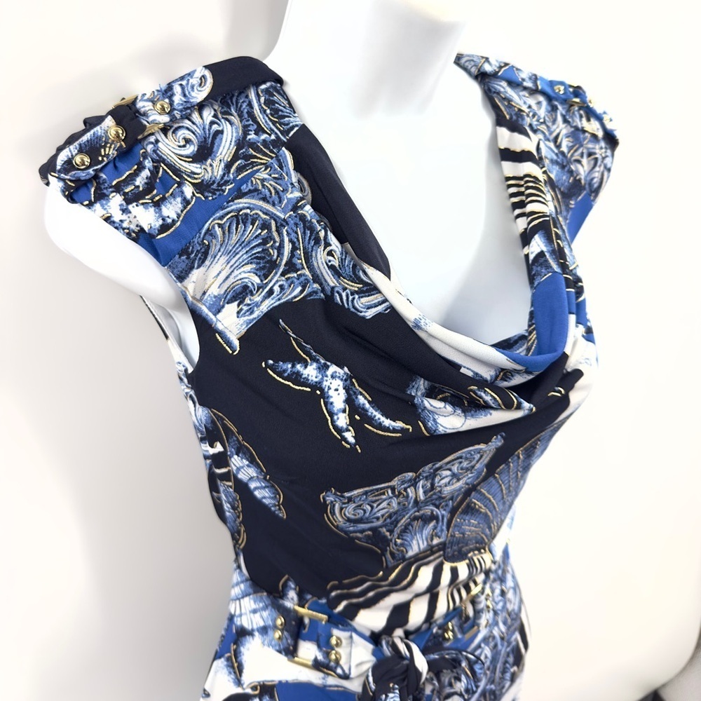 Vintage Cache Dress Womens XS Nautical Beach Y2K Whimsy Coastal Stretch Seashell - Picture 2 of 10